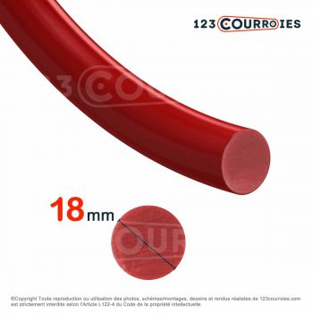 El modelo de Correa redonda termosellable roja diámetro 18 mm - CR18-ROUGE