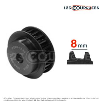 El modelo de Polea dentada Polychain inoxidable para agujero cilíndrico PD8MPCGT32-21-INOX-GATES - PD8MPCGT32-21-INOX-GATES