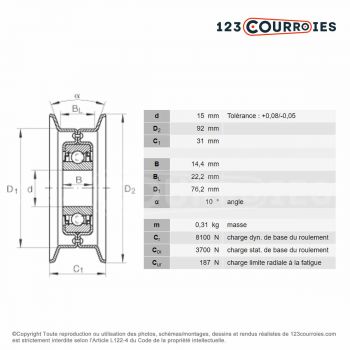 El modelo de Polea tensor INA RSRB1592-LO - RSRB1592-LO-INA