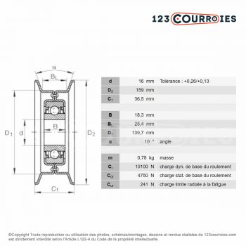 El modelo de Polea tensor INA RSRB16159-LO - RSRB16159-LO-INA