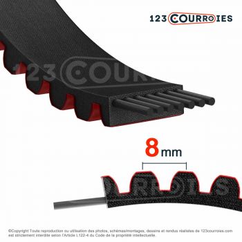 El modelo de Correa dentada Optibelt Delta chain carbon 1760-8MDC36 - 1760-8MDC36-OPTIBELT