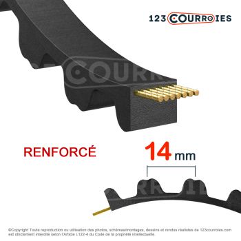 El modelo de Correa dentada reforzada Gates Powergrip GT3 2310-14MGT170 - 2310-14MGT170-GATES