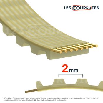 El modelo de Correa dentada simple poliuretano Mégadyne Megapower T2-200-4 - T2-200-4-MEGADYNE