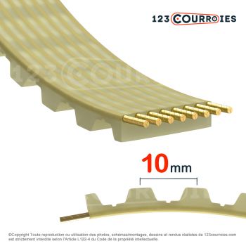 El modelo de Correa dentada simple poliuretano Gates Synchro power AT10-890-12 - AT10-890-12-GATES
