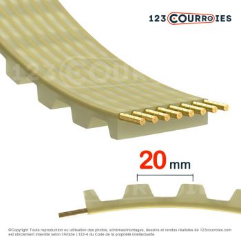 El modelo de Correa dentada simple poliuretano Mégadyne Megapower AT20-1000-100K - AT20-1000-100K-MEGADYNE