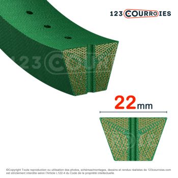 El modelo de Correa trapezoidal agujereada perfil C (22 mm) OPEN-C-OPTIBELT - OPEN-C-OPTIBELT