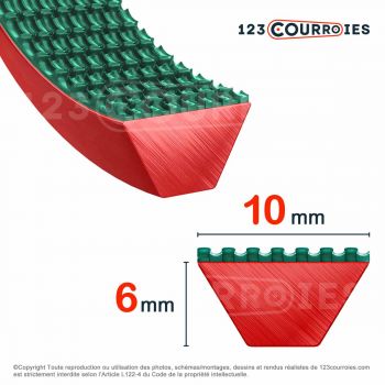 El modelo de Correa trapezoidal con supergrip termosellable Z - ZSG-PU-ROUGE