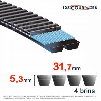 El modelo de Correa trapezoidal poliuretano Bando Banflex 4-7MS1250 - 4-7MS1250-BANDO
