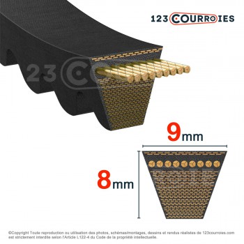 El modelo de Correa trapezoidal dentada Mégadyne Power Wedge 3VX1500 - 3VX1500-MEGADYNE