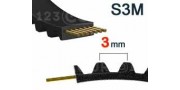 Correa dentada S3M, paso de 3 mm